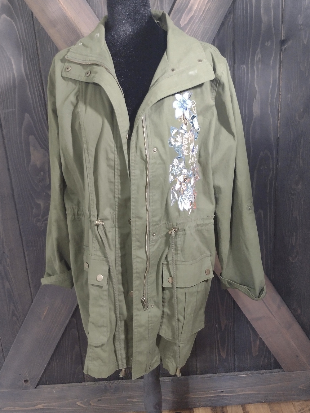 Mark Green Military Style Embroidery Jacket Size Large 12-14